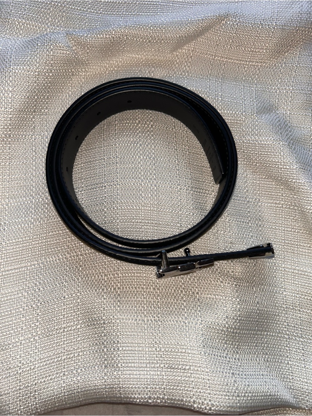 Black Designer-Inspired Silver Initial Buckle Belt | Unisex - Picture 2 of 5